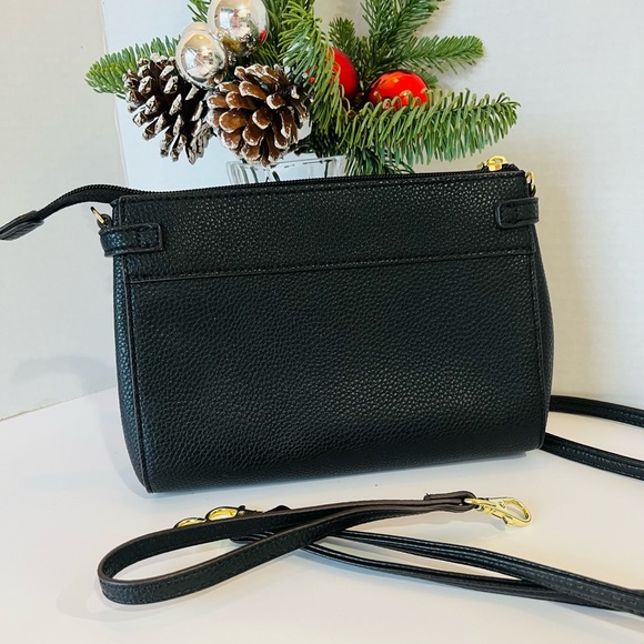 LIZ CLAIBORNE Wristlet “AUBREY” Bag Black w Gold Trim - Picture 6 of 11